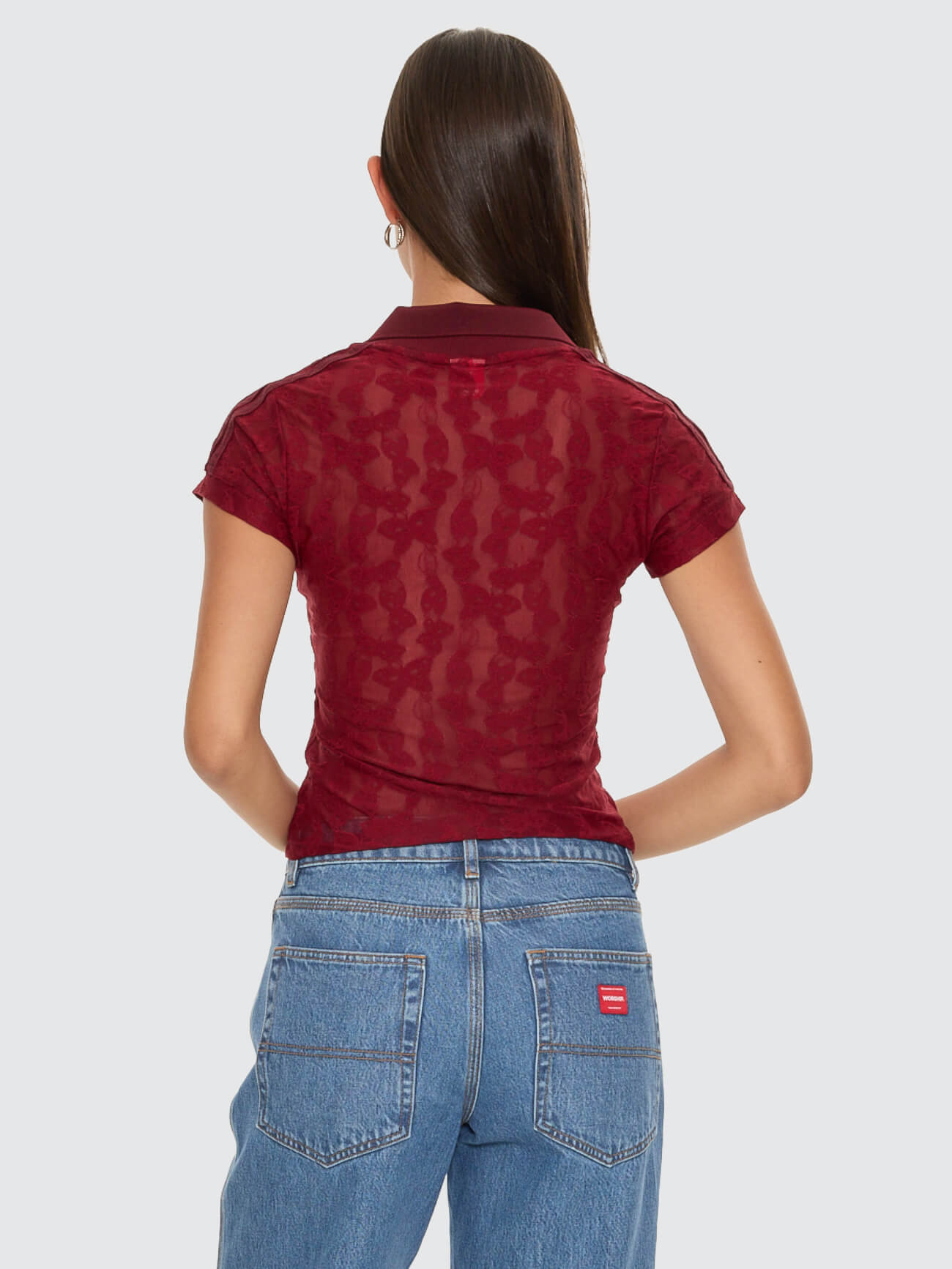 Sideline Lace Baby Polo Tee - Deep Cherry 4