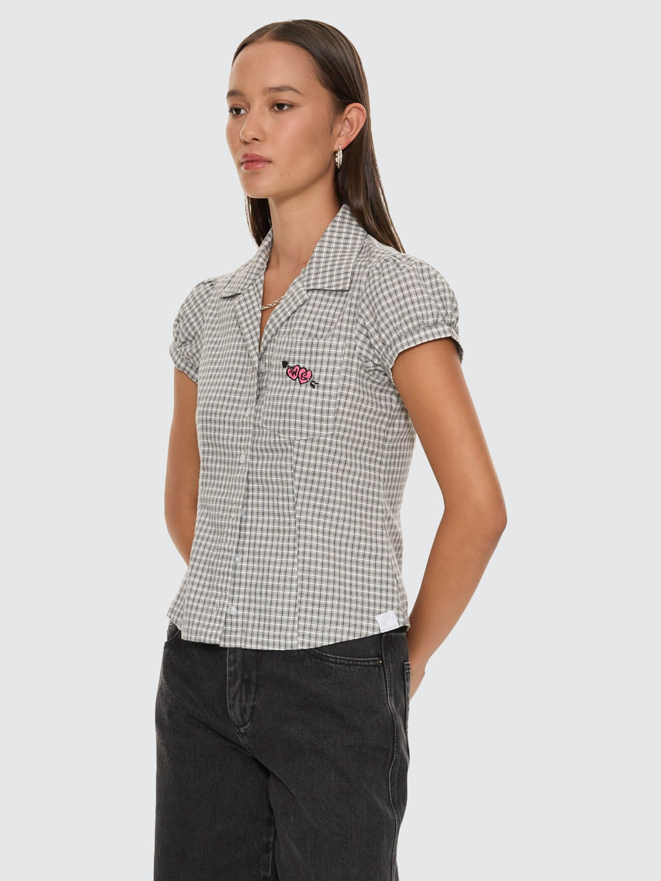 Tainted Love Baby Check Shirt - Steel Grey 4