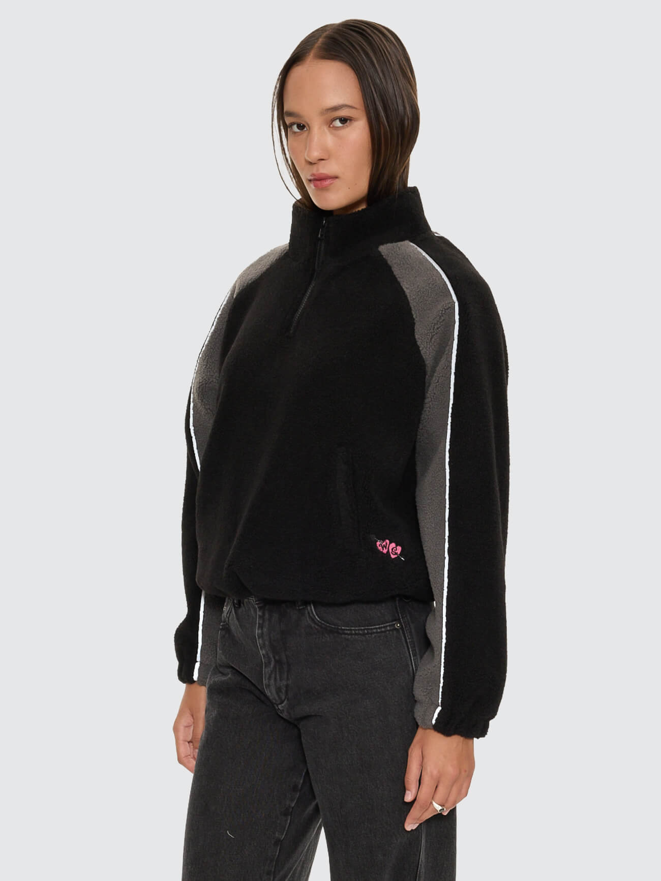 Tainted Quarter Zip Sherpa Fleece - Black 4