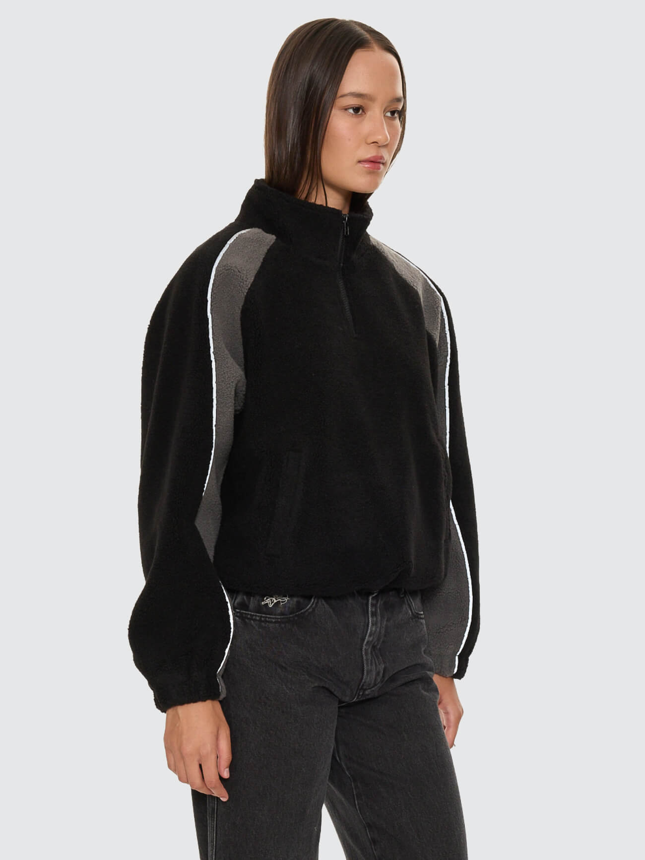 Tainted Quarter Zip Sherpa Fleece - Black 4