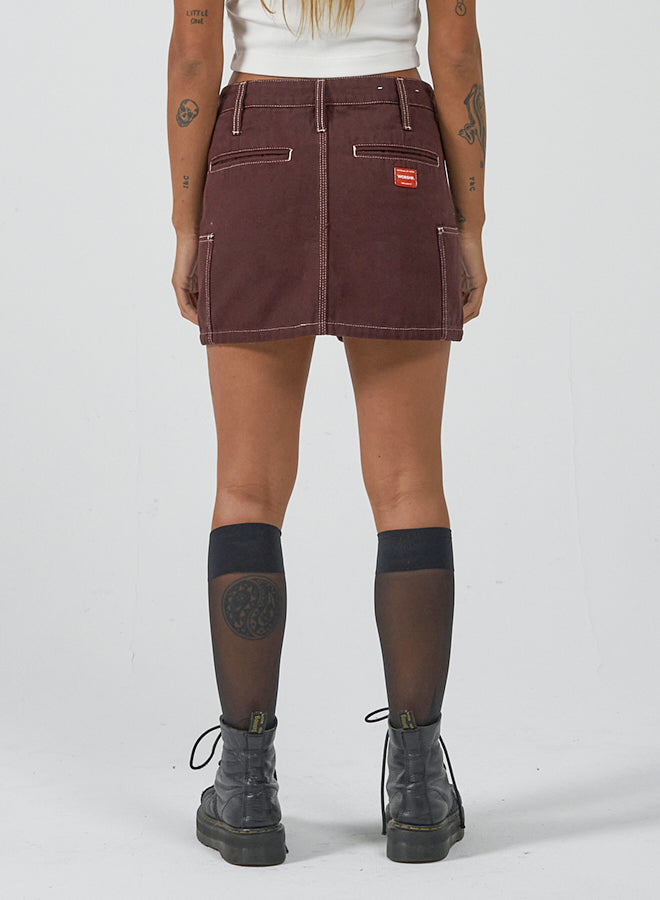 Patches Rivet Mini Skirt - Fudge