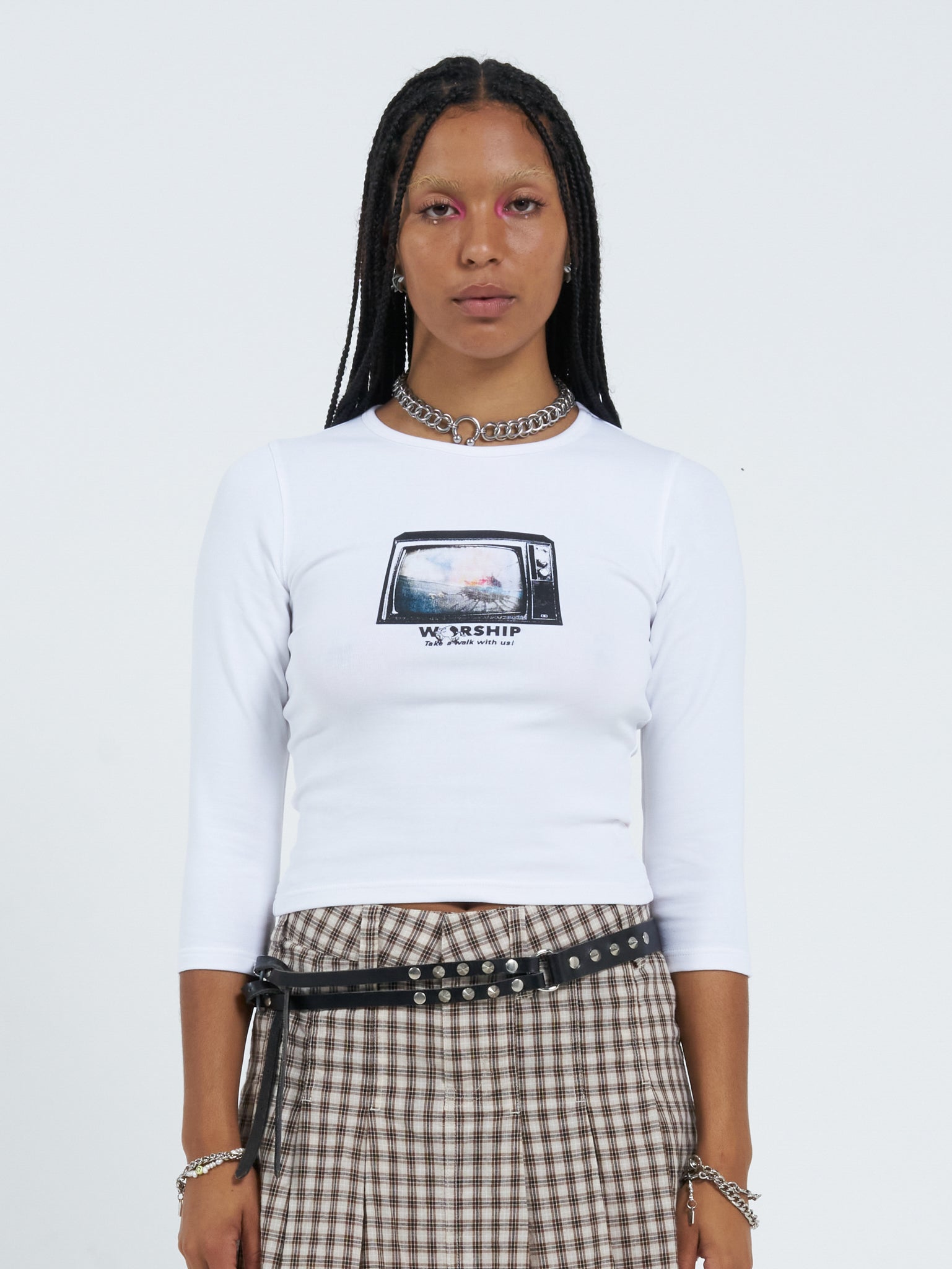 Square Eyes Micro 3 Quarter Tee - White