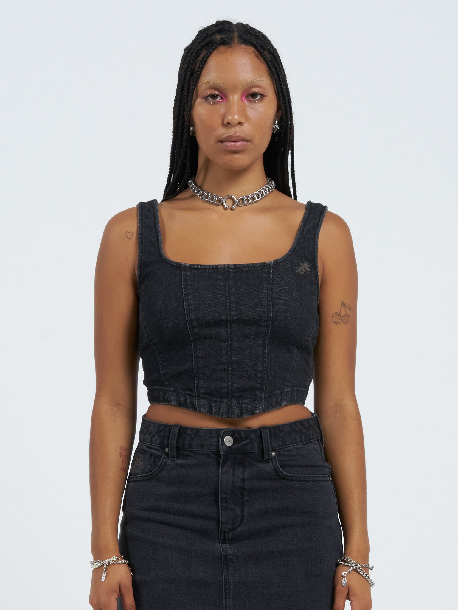 Mysteries Denim Corset Top - Used Black