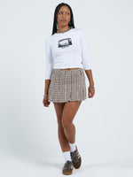 Square Eyes Pleat Mini Skirt - Veneer Brown