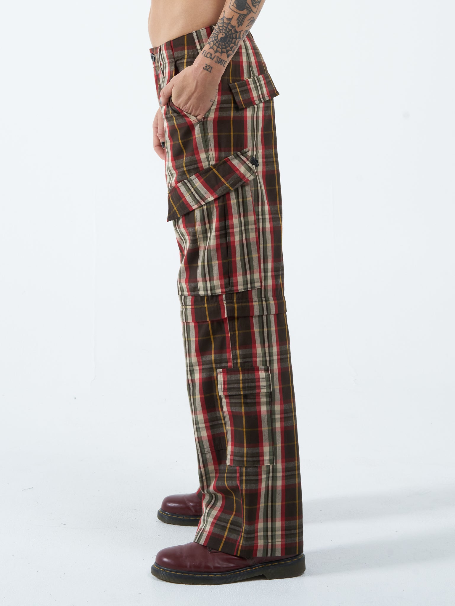 Recreation Plaid Zip Off Cargo Pant - Raindrum