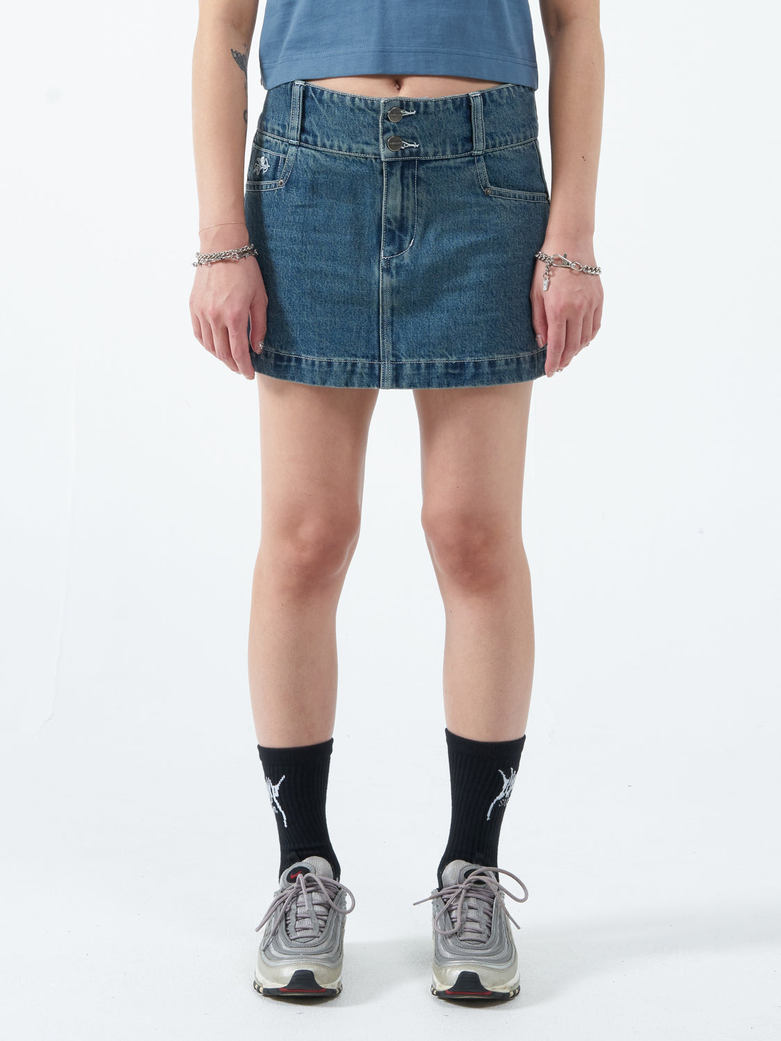 Chew On It Micro Skirt - Dirty Mid Blue