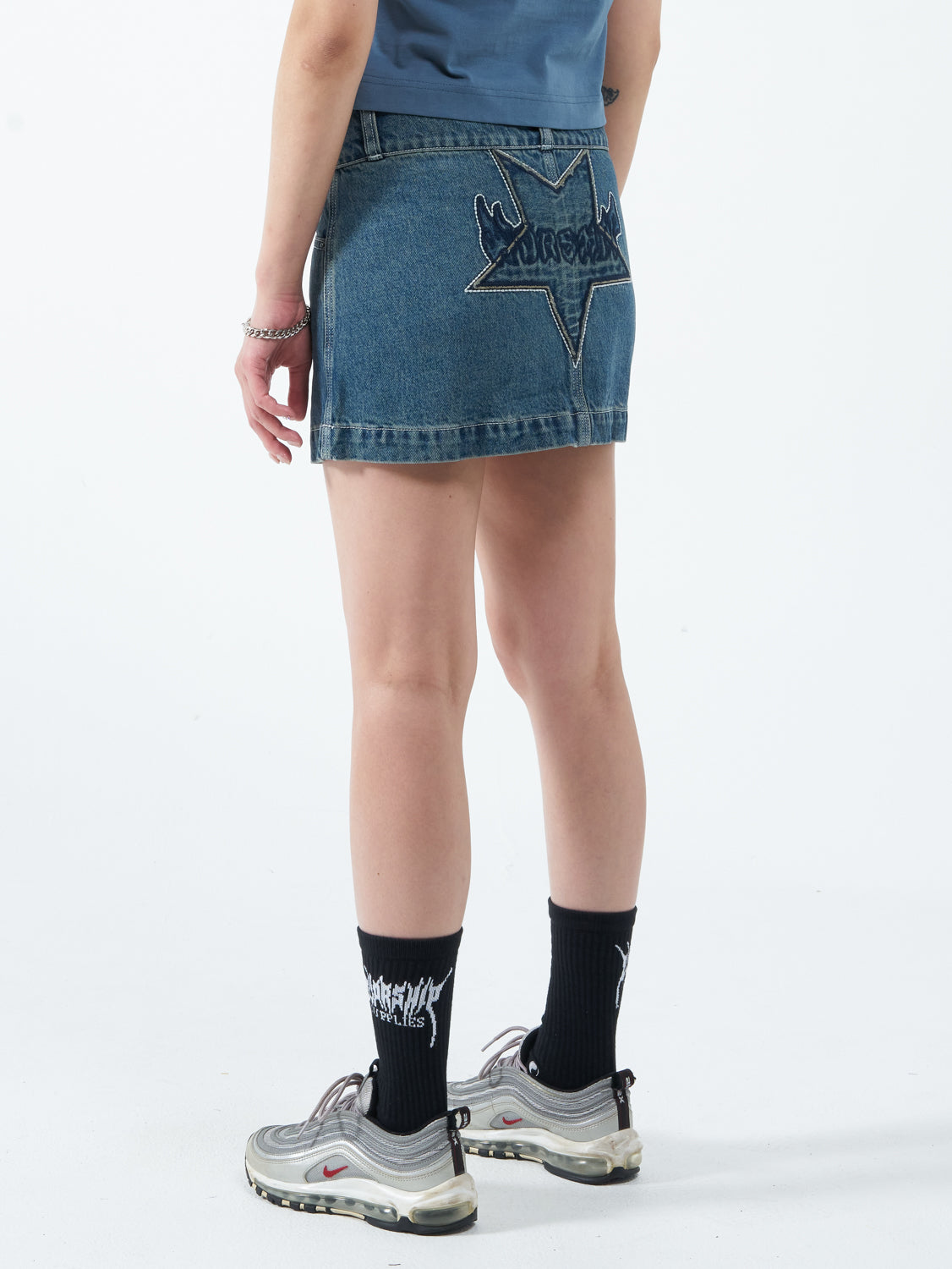 Chew On It Micro Skirt - Dirty Mid Blue