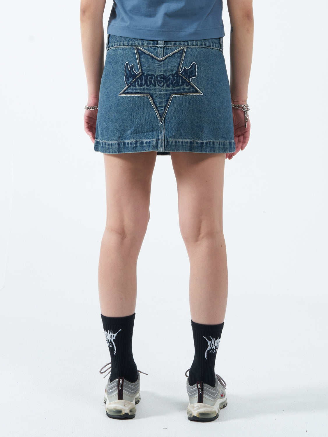 Chew On It Micro Skirt - Dirty Mid Blue