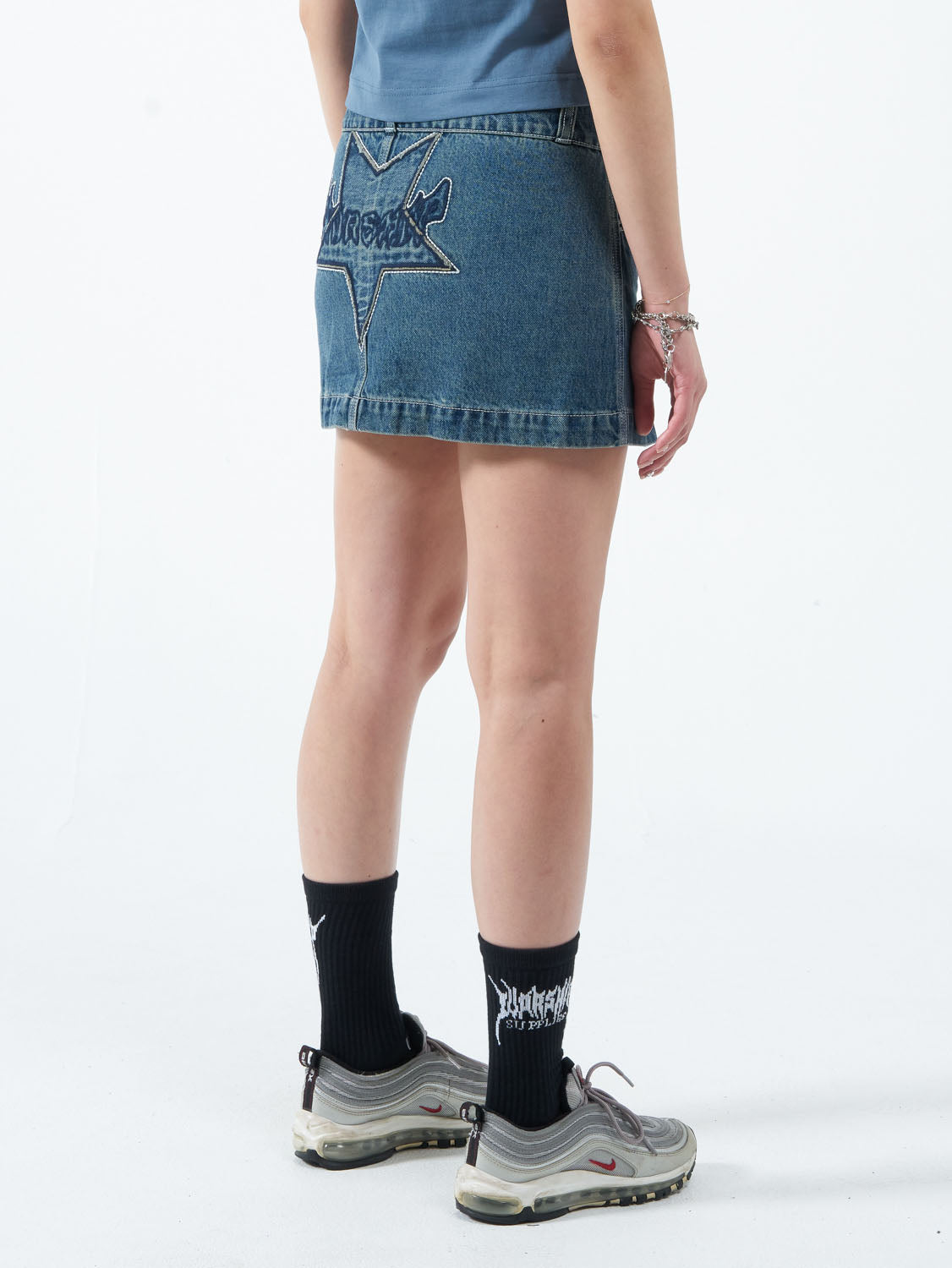 Chew On It Micro Skirt - Dirty Mid Blue