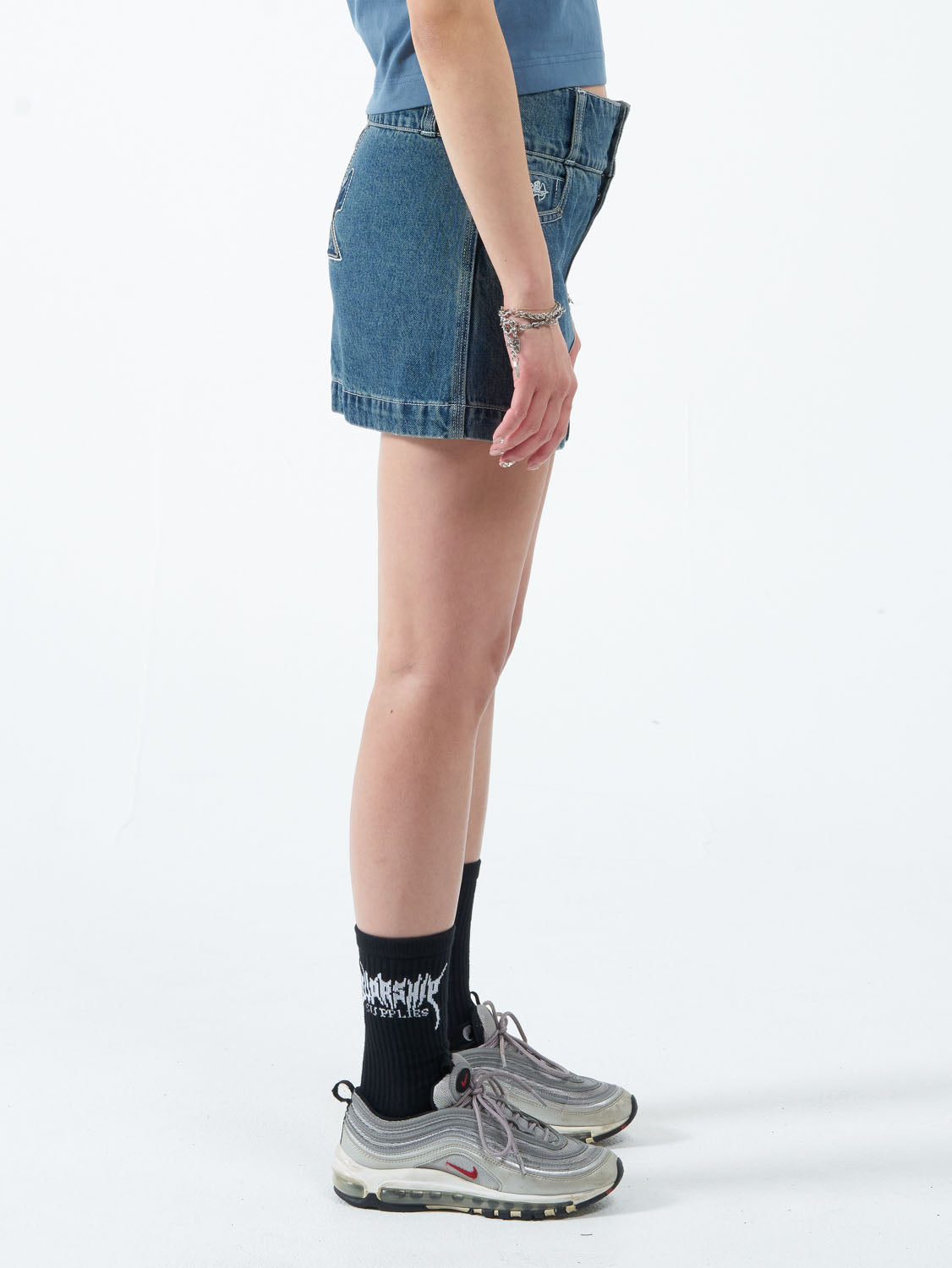 Chew On It Micro Skirt - Dirty Mid Blue