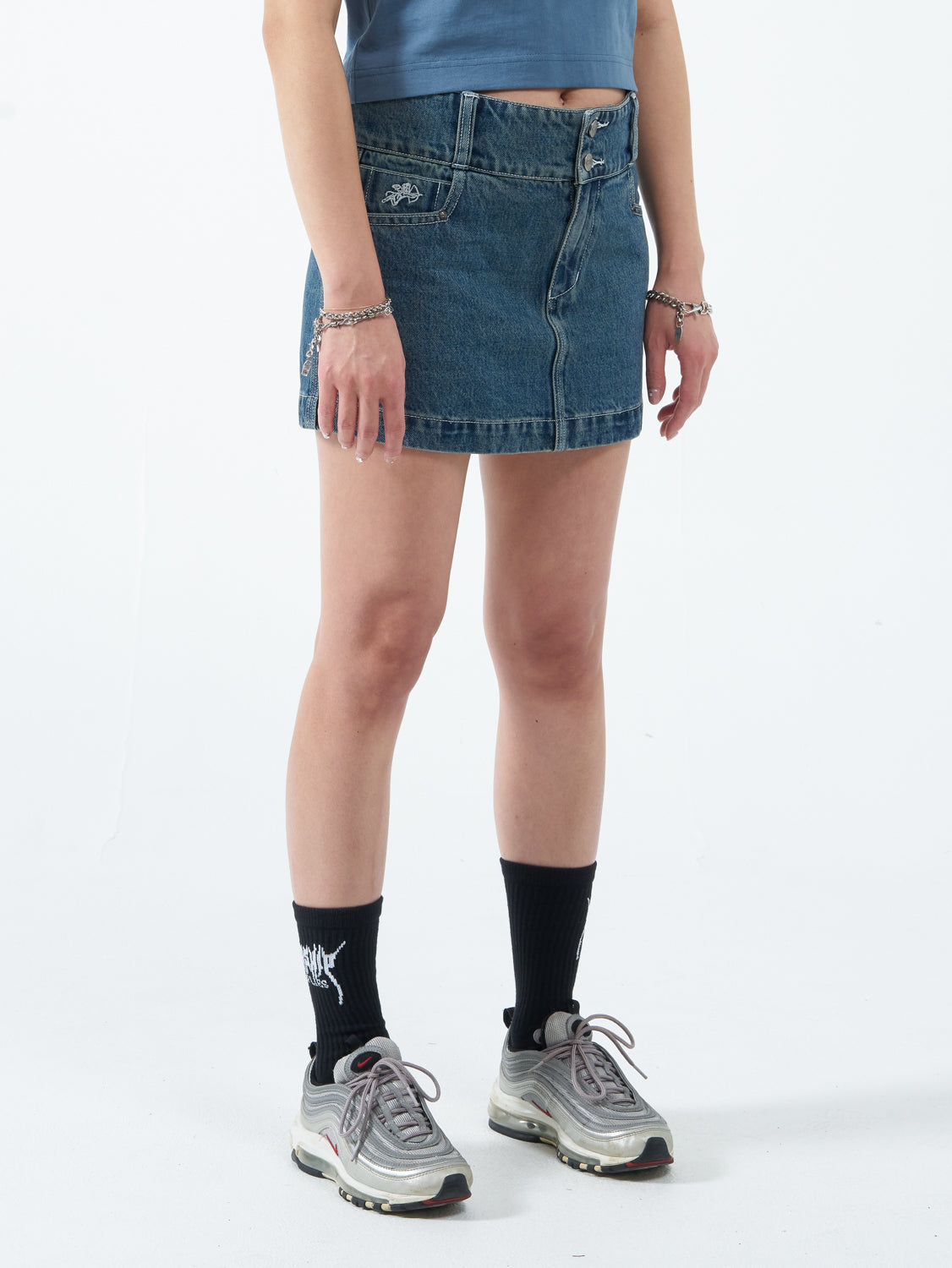 Chew On It Micro Skirt - Dirty Mid Blue