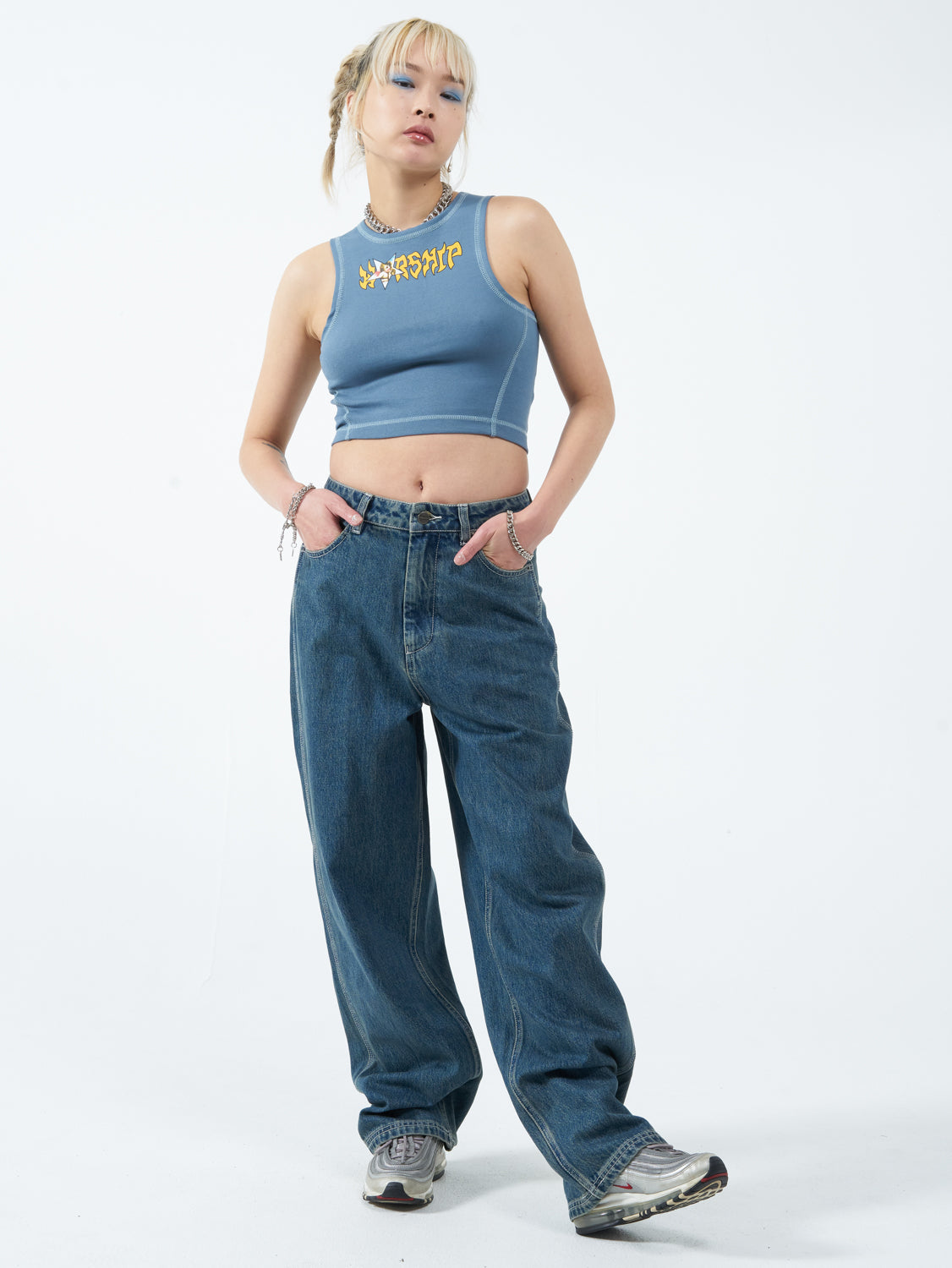 Chew On It Big Baggy Jean - Dirty Mid Blue