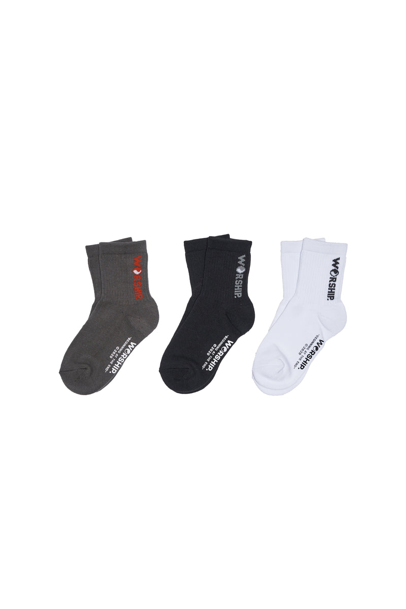 Womens Core 3 Pack Socks - Black-Charcoal Grey-White