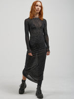 Viper Ls Mesh Maxi Dress - Washed Black
