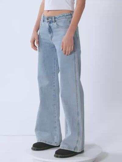 Sweeper Wide Leg Jean - Worship Worn Blue