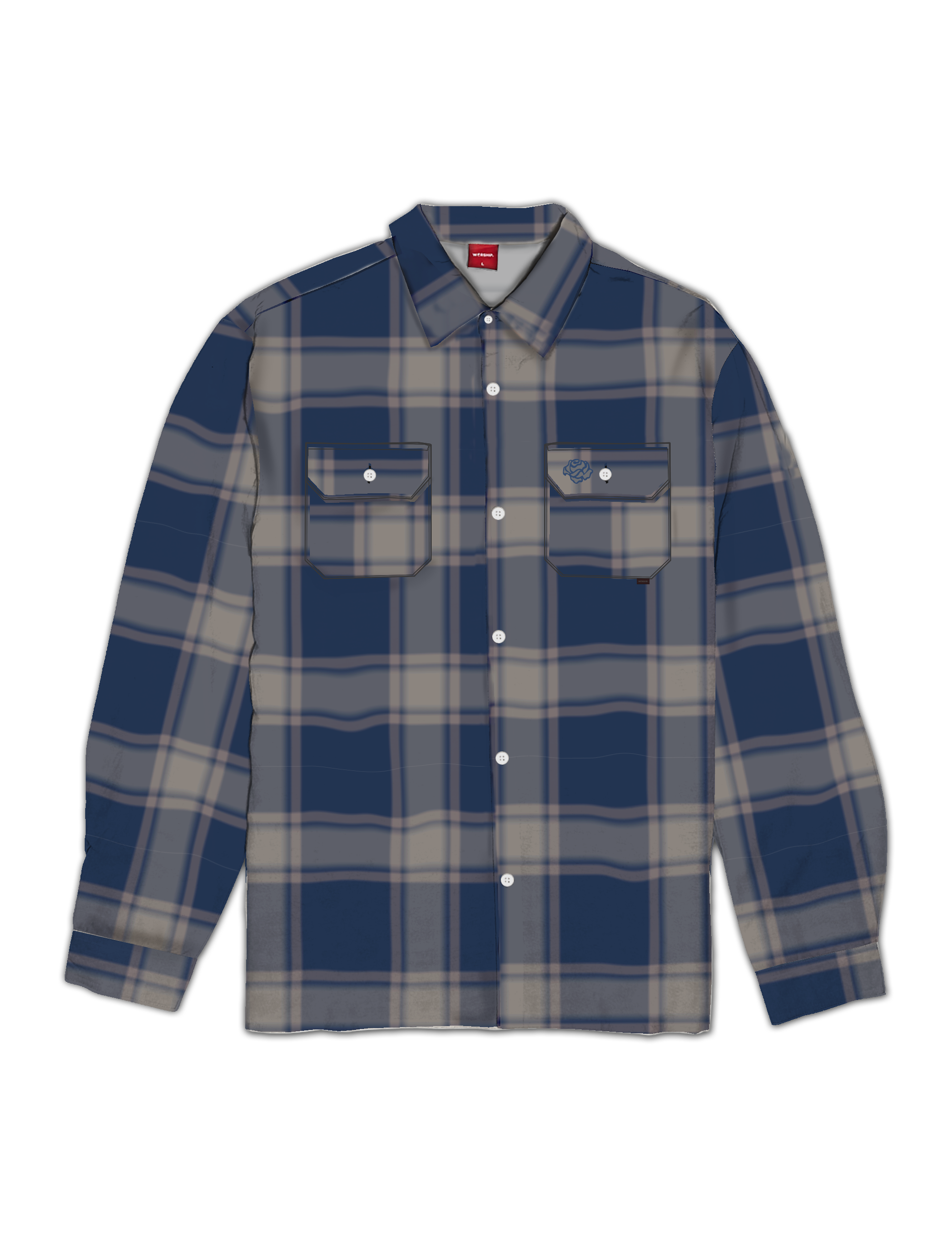 Fragment Long Sleeve Flannel Shirt - Peacoat