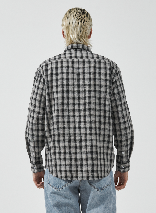 Grilled Long Sleeve Flannel Shirt - Black