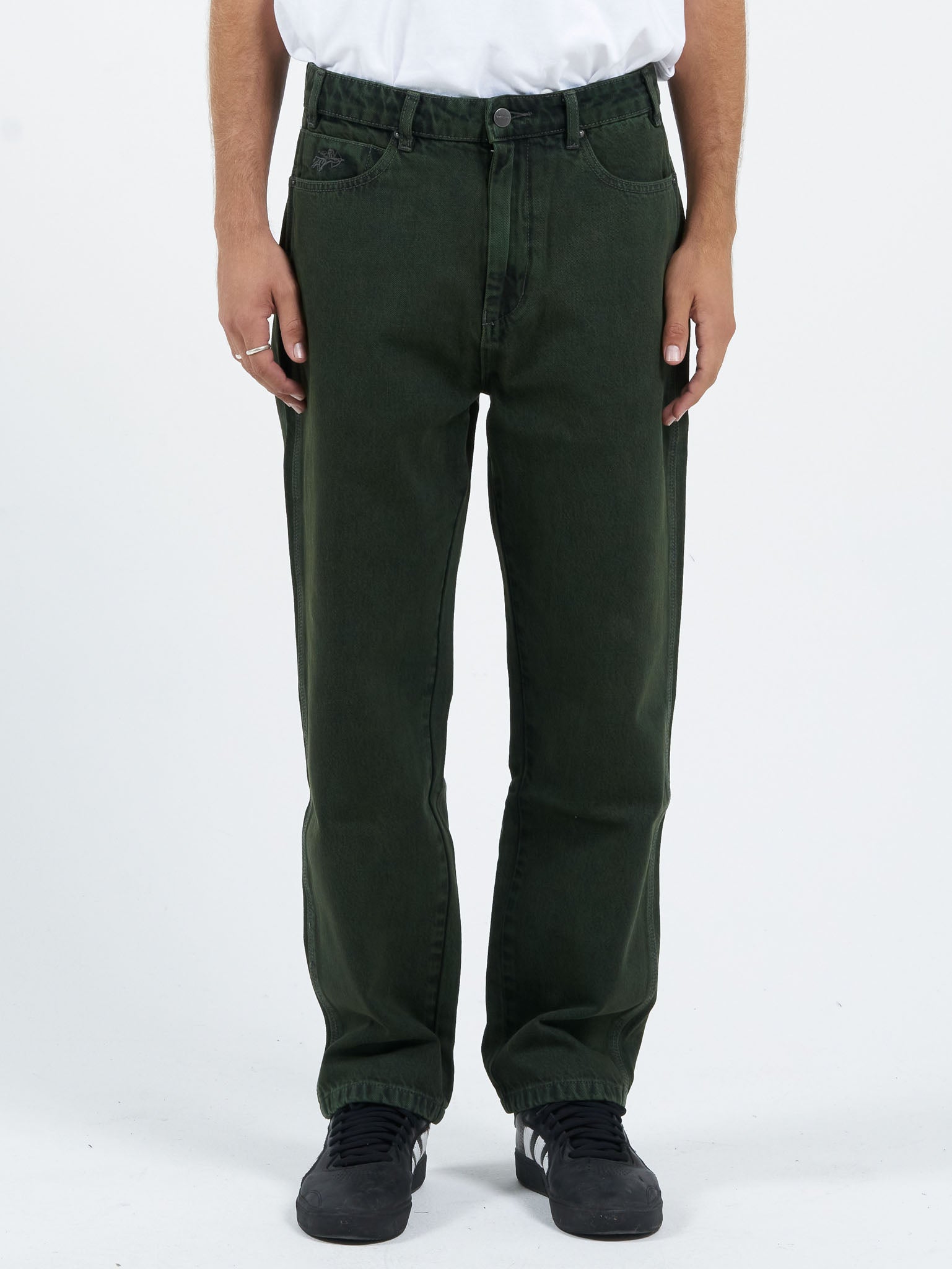 Lounger Jean - Dark Jungle Green-Black