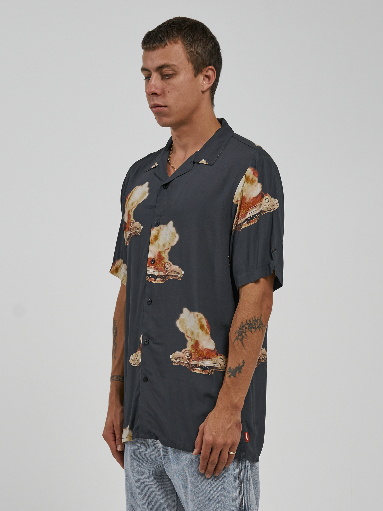 Curtains Bowling Shirt - Washed Black