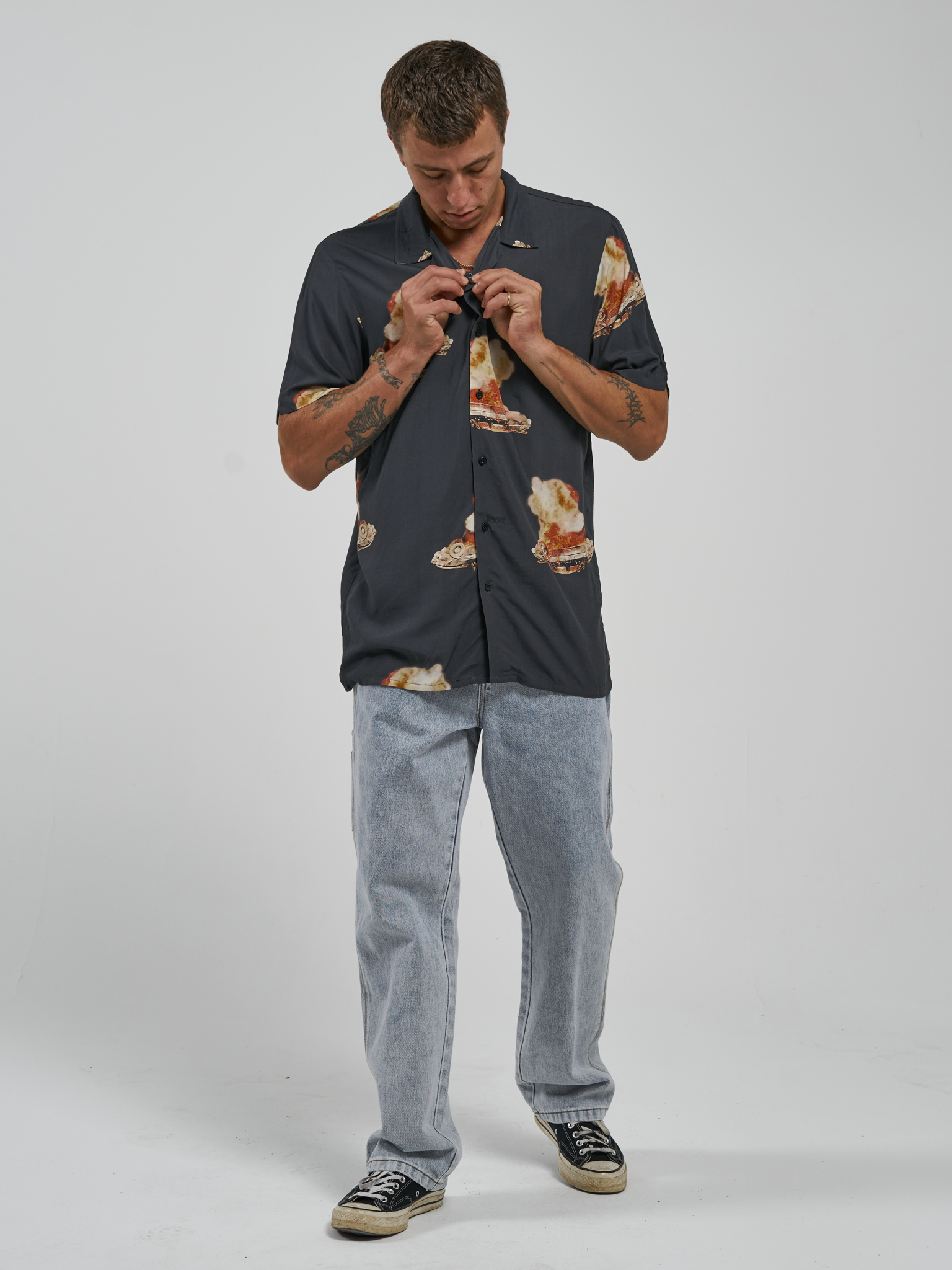 Curtains Bowling Shirt - Washed Black