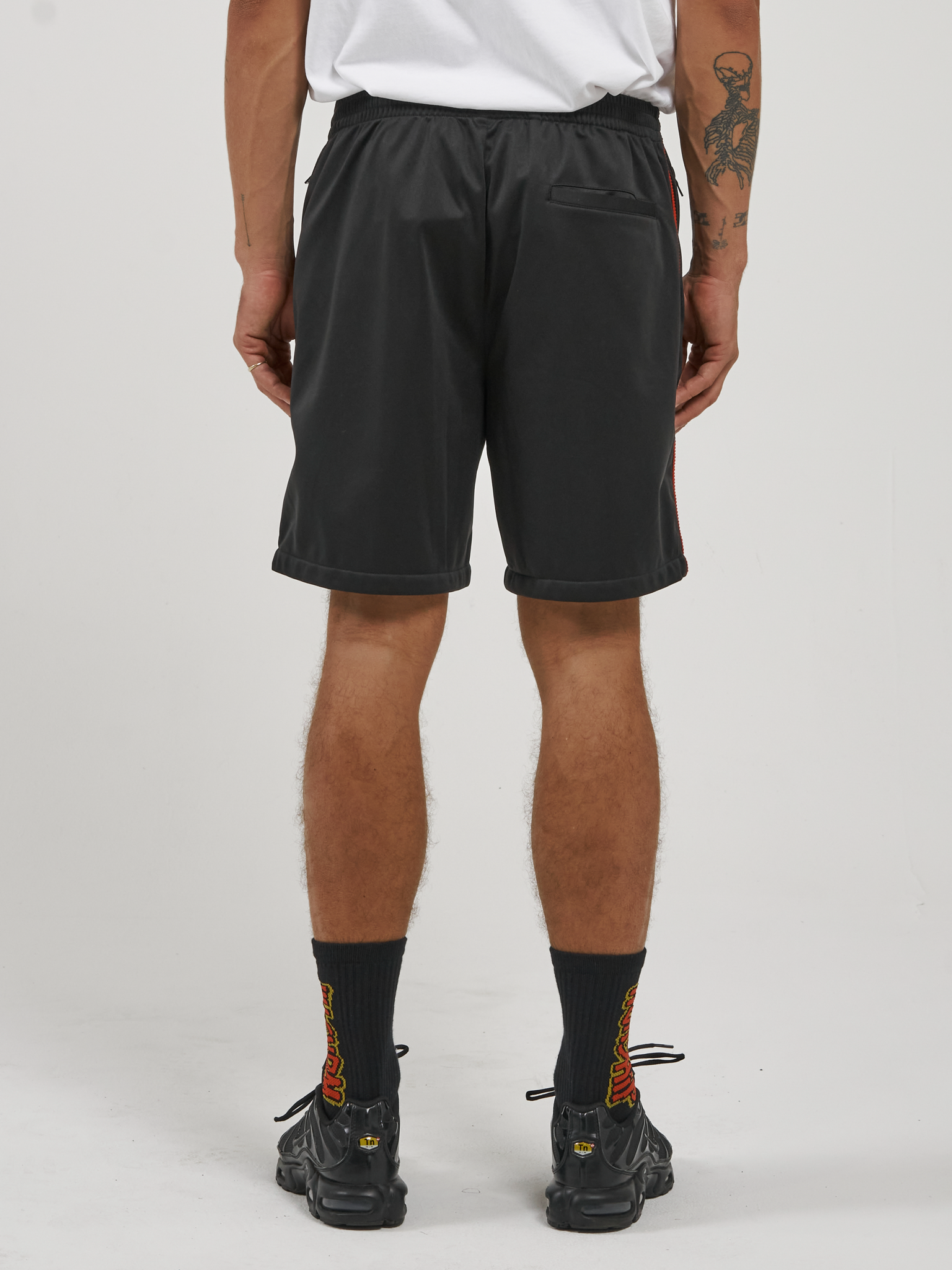 Adorned Elastic Track Short - Black