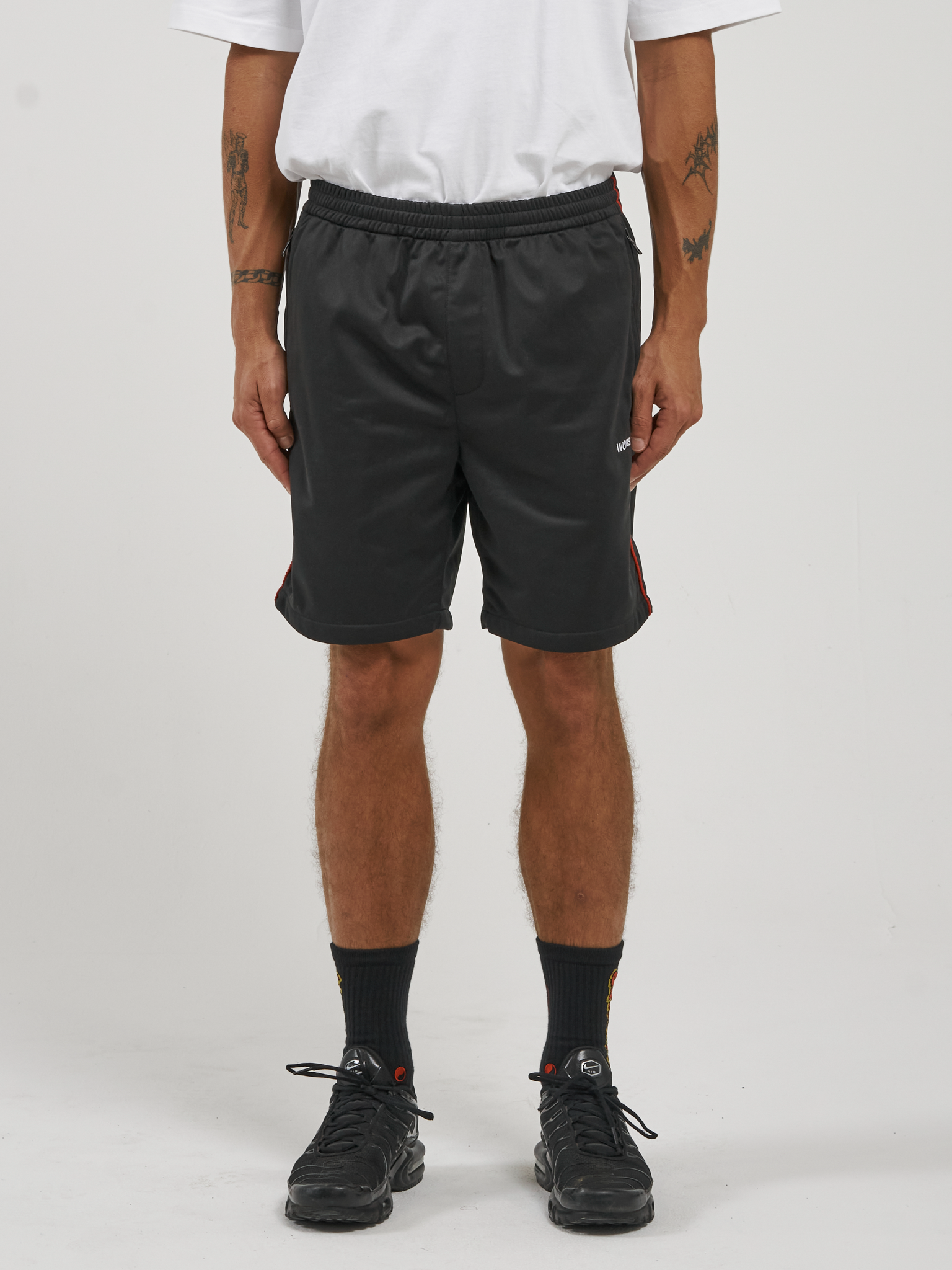 Adorned Elastic Track Short - Black