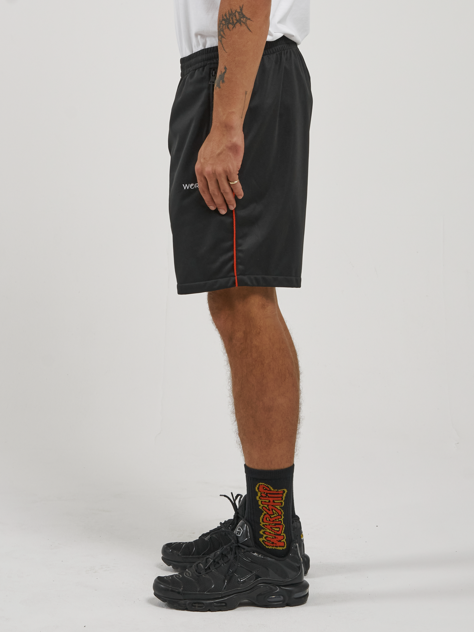 Adorned Elastic Track Short - Black