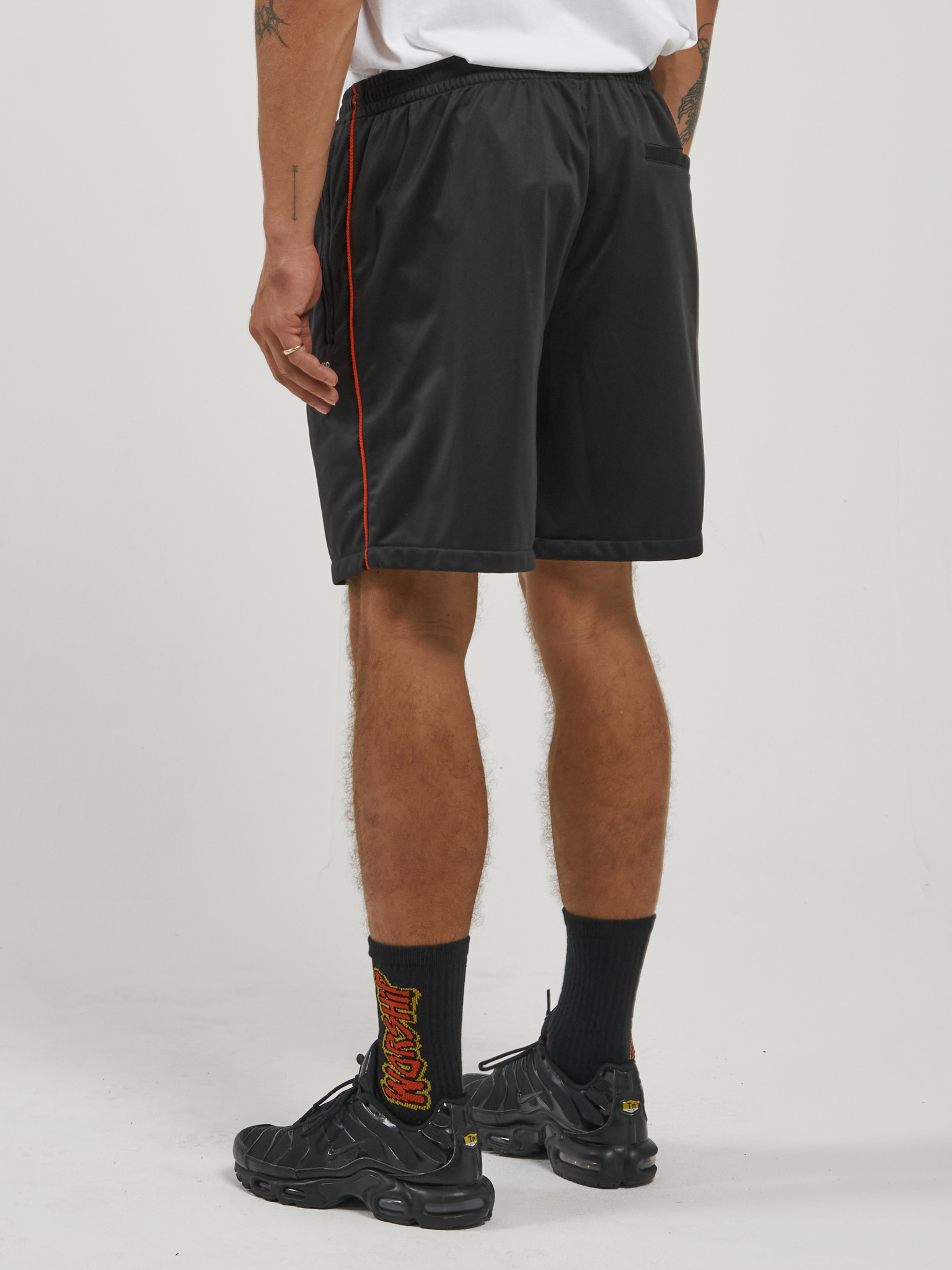 Adorned Elastic Track Short - Black