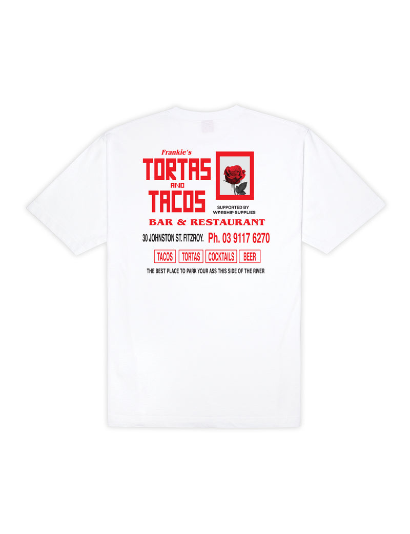 Worship Frankies Tortas And Tacos Tee – White