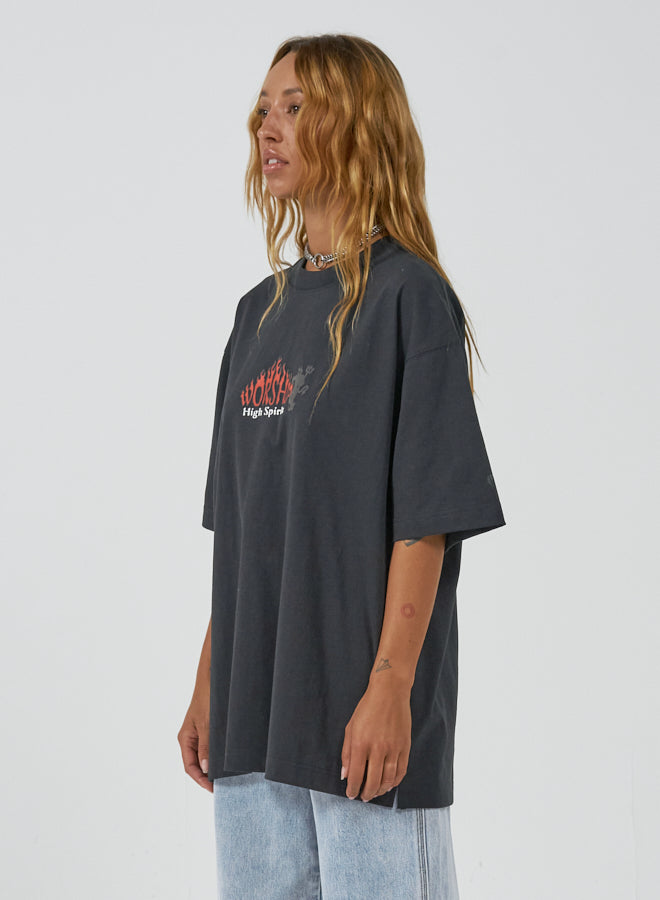 Grilled Oversized Tee - Washed Black