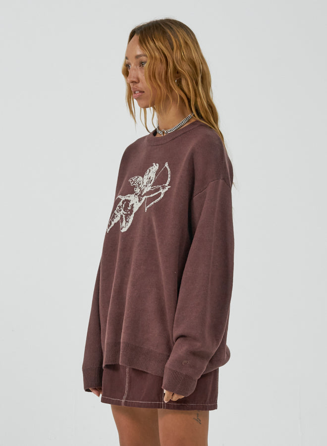 Cherub Box Fit Crew Knit - Fudge