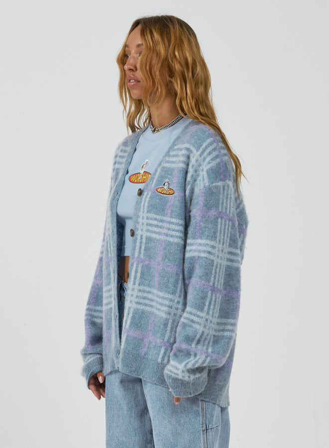 Hangtime Fuzzy Cardigan - Blue Fog