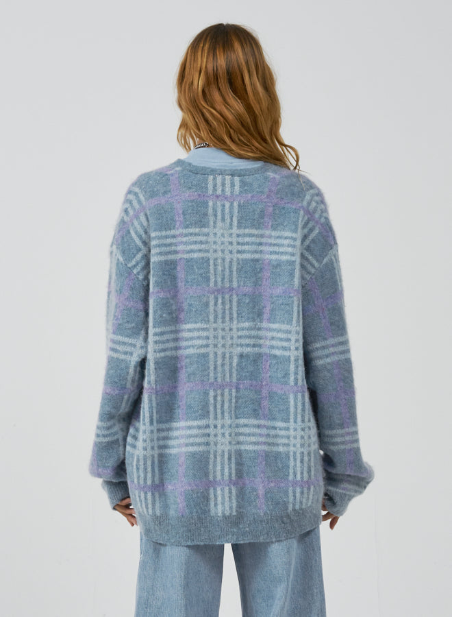 Hangtime Fuzzy Cardigan - Blue Fog