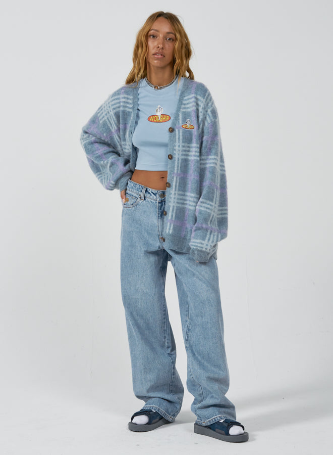 Hangtime Fuzzy Cardigan - Blue Fog